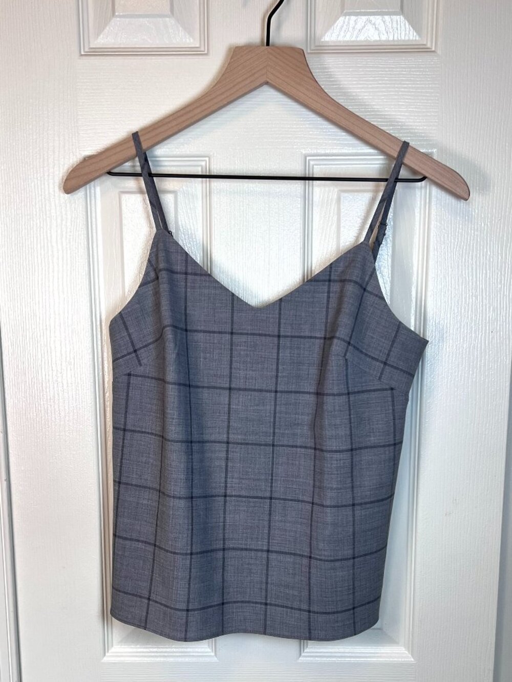 Banana Republic Gray Wool Blend Plaid Tailored Spaghetti Strap Tank Top Size XSP